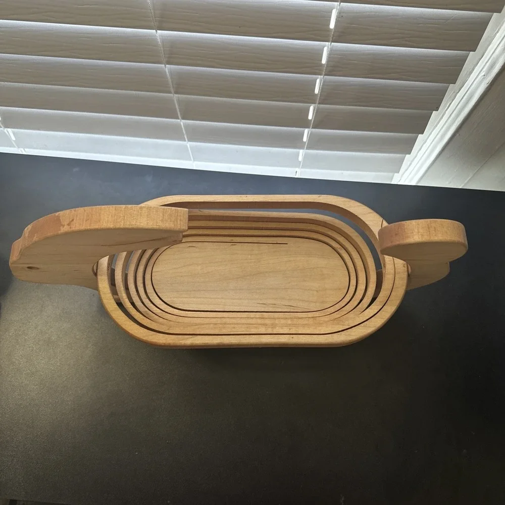 Vintage Telescoping Collapsible‎ Wood Bunny Rabbit Basket Cottage Granny Core